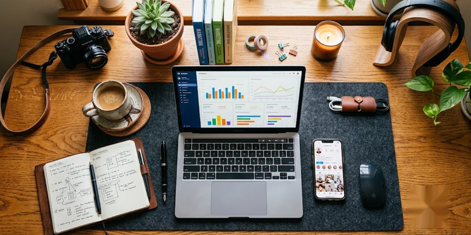Không gian làm việc sáng tạo — marketing, nội dung và quảng cáo